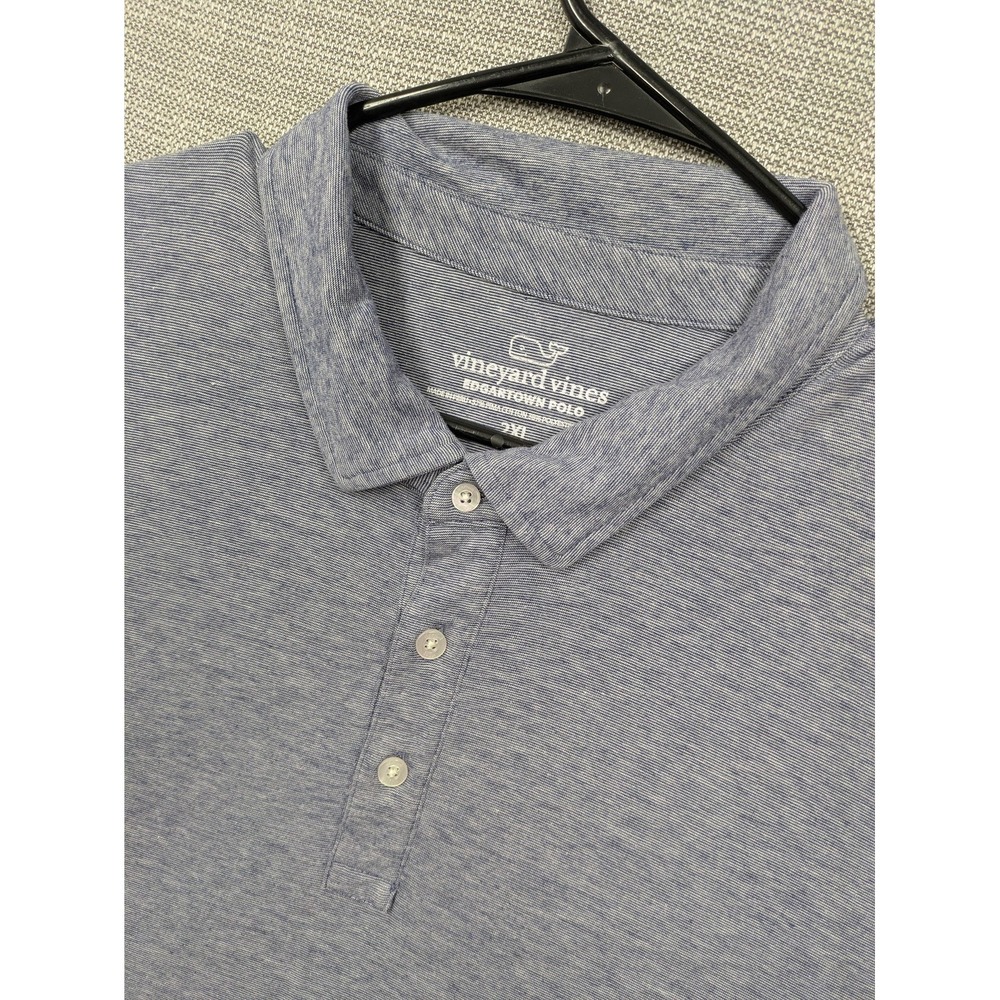 Vineyard Vines Edgartown Polo Shirt Mens 2XL Blue Stripe USA Flag Soft Stretch